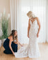 Unique Lace Fitted Wedding Dress Mermaid Detachable Off The Shoulder Flutter Sleeves Sexy Bridal Gowns for Women